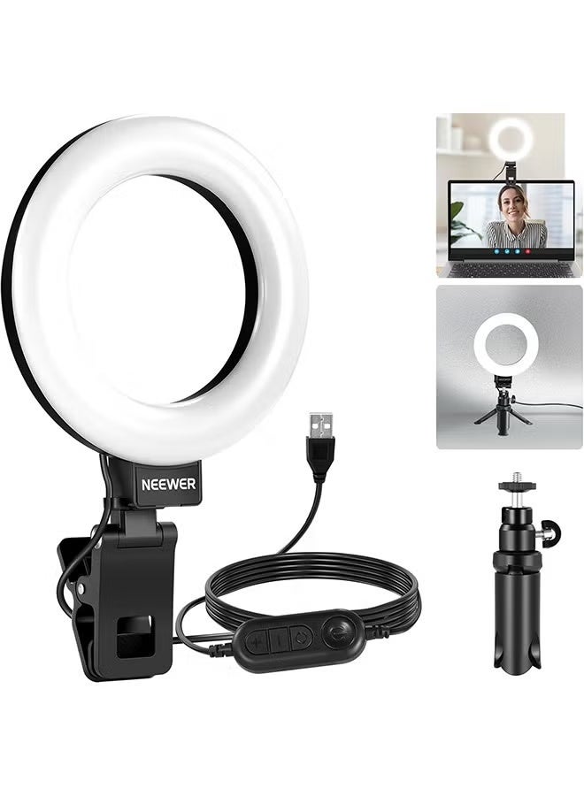 NEEWER Basic 5" Ring Light for Video Conference Lighting, Clip on Light Kit with Desk Tripod for Monitor Laptop Computer Zoom Call Live Streaming Remote Working Learning Video Recording, BR60 - Image 1